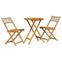 Set da Bistrot 3 pz Beige in Polyrattan e Legno Massello