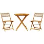 Set da Bistrot 3 pz Beige in Polyrattan e Legno Massello