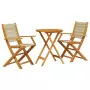 Set da Bistrot 3pz Beige in Polipropilene e Legno Massello