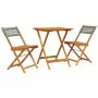 Set da Bistrot 3 pz Grigio in Polyrattan e Legno Massello