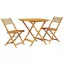 Set da Bistrot 3pz Beige in Polipropilene e Legno Massello