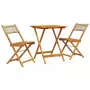 Set da Bistrot 3 pz Beige in Polyrattan e Legno Massello