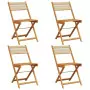 Sedie da Giardino Pieghevoli 4pz Beige Legno Massello di Acacia