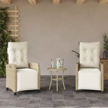 Sedie da Giardino Reclinabili 2 pz con Poggiapiedi Polyrattan