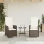 Sedie Reclinabili Giardino 2pz con Cuscini Marrone Polyrattan