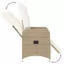 Sedie Reclinabili da Giardino 2pz con Cuscini Beige Polyrattan