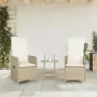 Sedie Reclinabili da Giardino 2pz con Cuscini Beige Polyrattan