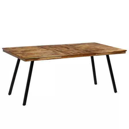 Tavolo da Pranzo in Teak Recuperato e Acciaio 180x90x76 cm