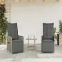 Sedie da Giardino Reclinabili 2 pz e Cuscini Grigio Polyrattan