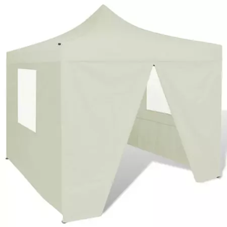 Tenda Pieghevole Crema 3 x 3 m con 4 Pareti