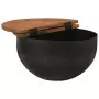 Tavolino da Salotto Nero 50x27 cm in Legno Massello di Recupero