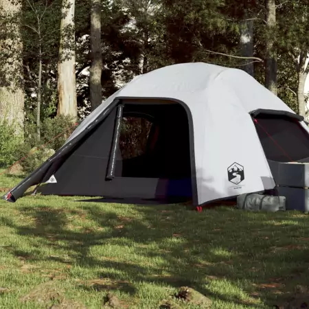 Tenda Campeggio a Cupola 4 Persone Bianca Tessuto Impermeabile