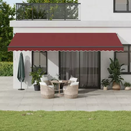 Tenda da Sole Retrattile Automatica con LED Bordò 600x300 cm