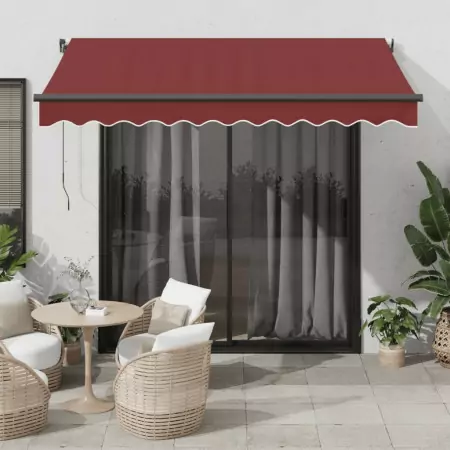 Tenda da Sole Retrattile Automatica con LED Bordò 300x250 cm