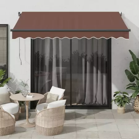 Tenda da Sole Retrattile Automatica con LED Marrone 300x250 cm