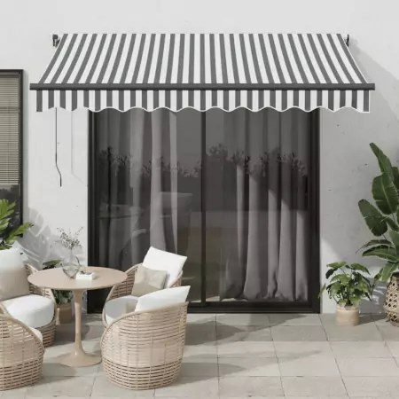 Tenda Sole Retrattile Automatica Antracite e Bianco 300x250 cm