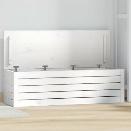 Contenitore Portaoggetti Bianco 109x36,5x33cm Massello di Pino