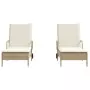 Lettini Prendisole 2 pz con Cuscini Beige in Polyrattan