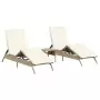 Lettini Prendisole 2 pz con Tavolino Beige in Polyrattan