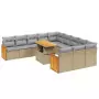 Set Divani da Giardino 11 pz con Cuscini Beige in Polyrattan