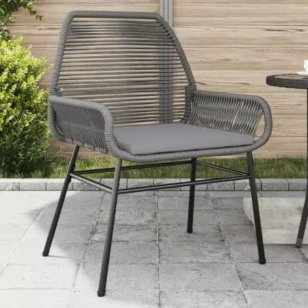 Sedie da Giardino 2 pz con Cuscini Grigio in Polyrattan