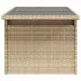 Tavolo da Giardino Piano in Vetro Beige 100x55x73 cm Polyrattan