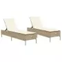 Lettini Prendisole 2 pz con Cuscini Beige in Polyrattan