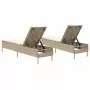 Lettini Prendisole 2 pz con Cuscini Beige in Polyrattan