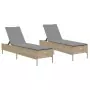 Lettini Prendisole 2 pz con Cuscini Beige in Polyrattan