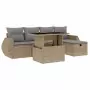 Set Divano da Giardino 6 pz con Cuscini Beige in Polyrattan