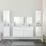 Set Mobili da Bagno 4 pz Bianco Lucido in Legno Multistrato