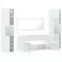 Set Mobili da Bagno 4 pz Bianco Lucido in Legno Multistrato