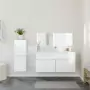 Set Mobili da Bagno 3 pz Bianco Lucido in Legno Multistrato