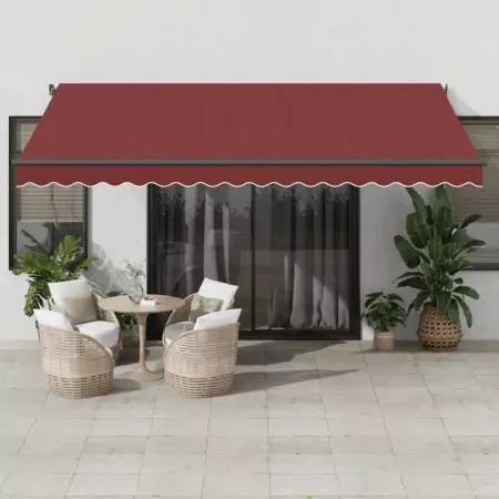 Tenda da Sole Retrattile Automatica con LED Bordò 450x350 cm