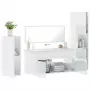 Set Mobili da Bagno 4 pz Bianco Lucido in Legno Multistrato