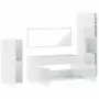 Set Mobili da Bagno 4 pz Bianco Lucido in Legno Multistrato