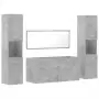 Set Mobili da Bagno 4 pz Grigio Cemento in Legno Multistrato