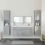 Set Mobili da Bagno 4 pz Grigio Cemento in Legno Multistrato