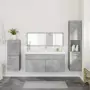 Set Mobili da Bagno 4 pz Grigio Cemento in Legno Multistrato