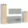 Set Mobili da Bagno 4 pz Grigio Cemento in Legno Multistrato