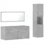 Set Mobili da Bagno 3 pz Grigio Cemento in Legno Multistrato