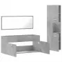 Set Mobili da Bagno 3 pz Grigio Cemento in Legno Multistrato