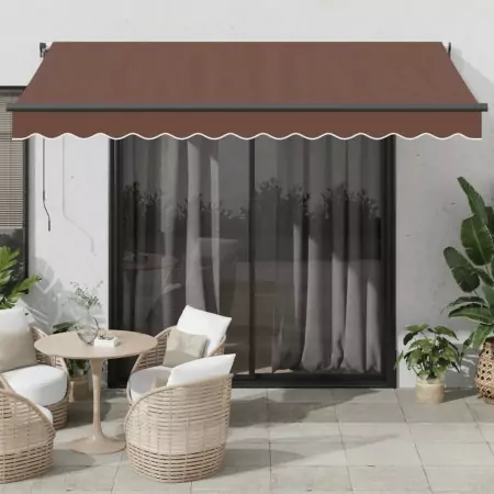 Tenda Retrattile Manuale con LED 350x250 cm Marrone