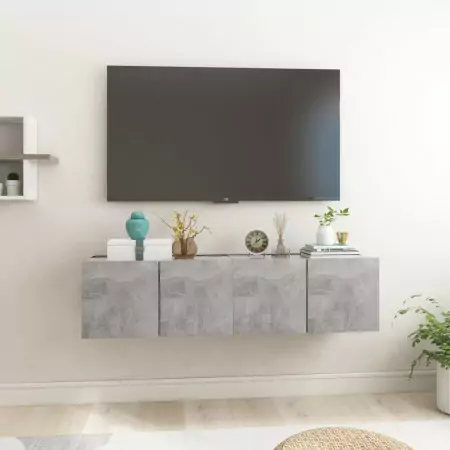 Mobili Porta TV Sospesi 2 pz Grigio Cemento 60x30x30 cm