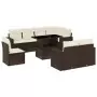 Set Divani da Giardino 9pz con Cuscini Marrone in Polyrattan