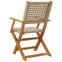 Sedie Giardino Pieghevoli 4pz Beige Polyrattan e Legno Massello