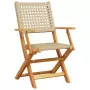 Sedie da Giardino 2 pz Beige Legno Massello Acacia e Polyrattan