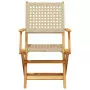 Sedie da Giardino 2 pz Beige Legno Massello Acacia e Polyrattan