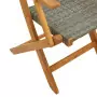 Sedie Giardino Pieghevoli 4pz Grigie Polyrattan Legno Massello