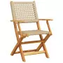 Sedie Giardino Pieghevoli 8pz Beige Polyrattan e Legno Massello